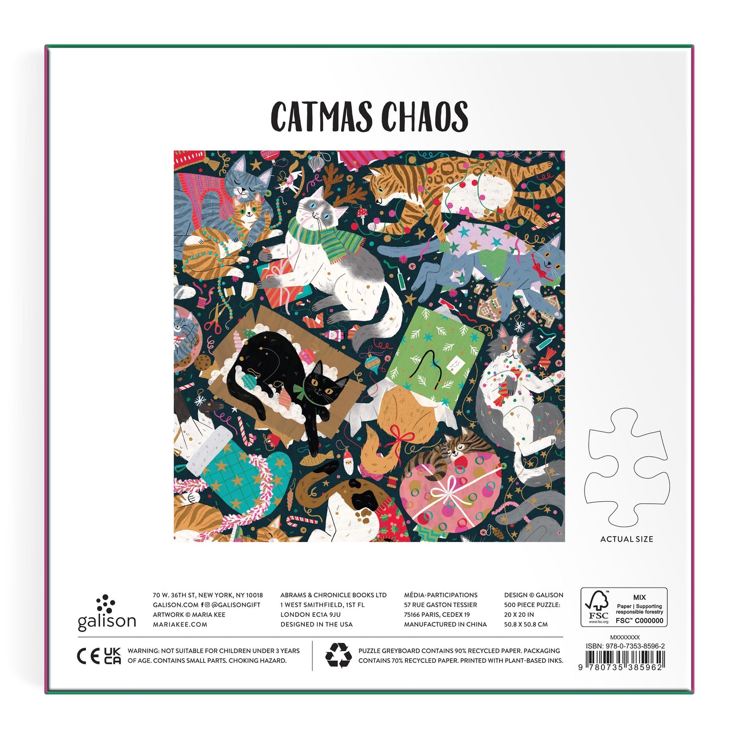 Galison Catmas Chaos: 500pc Foil Puzzle