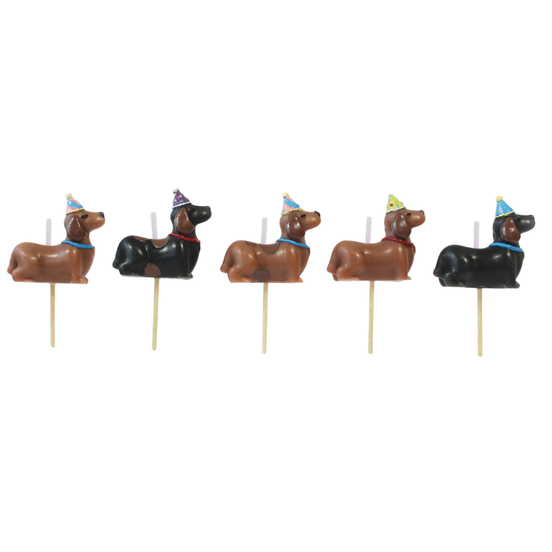 Cake Candles: Dachshunds in Party Hats