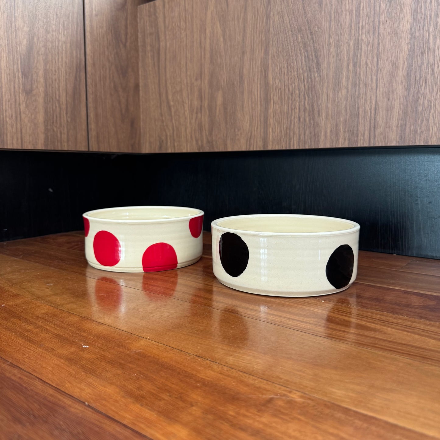 Ceramic Dog Bowl: White & Red Polka Dots