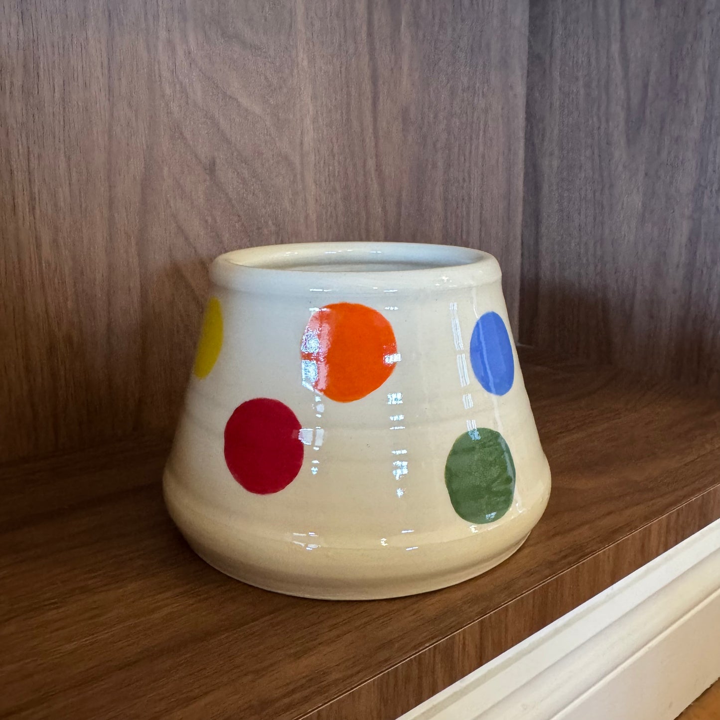 Ceramic Dog Bowl: Multicoloured Polka Dots