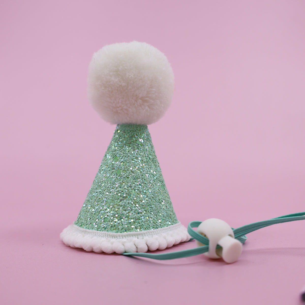 Pawty Hat: Mint & White Pom Pom