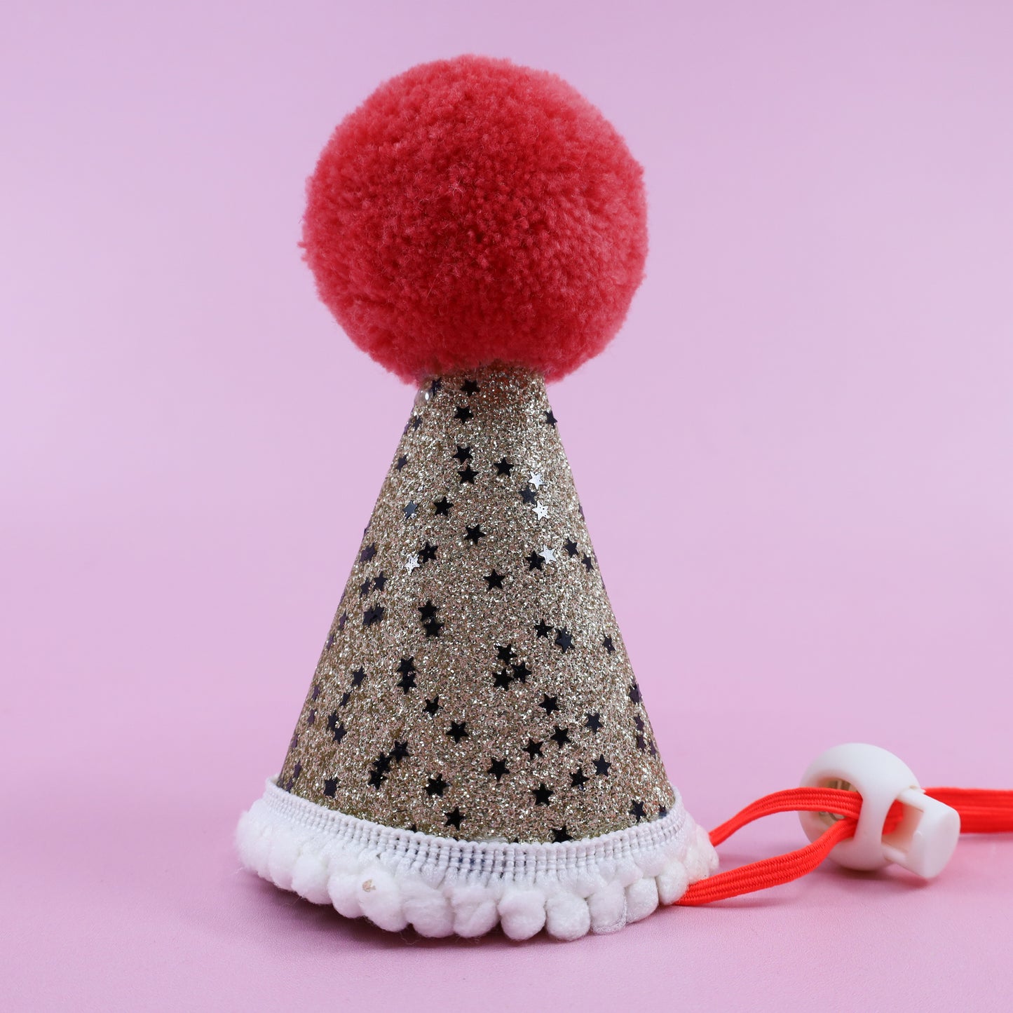 Pawty Hat: Gold Stars & Peach Pom Pom