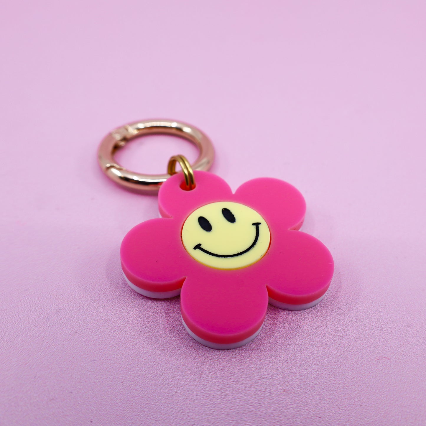 Personalised Pet ID Tag: Pink Happy Flower