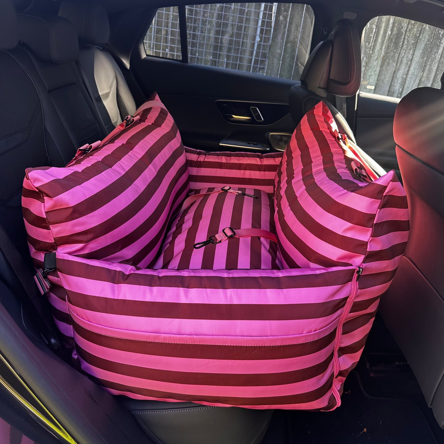 Deluxe Travel Car Bed: Blushing Stripes