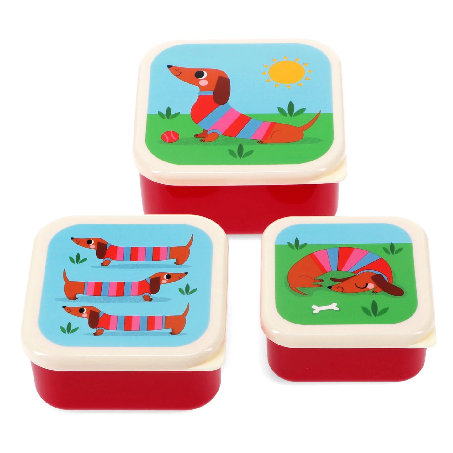 Snack Box Set of 3: Sausage Dog Blue