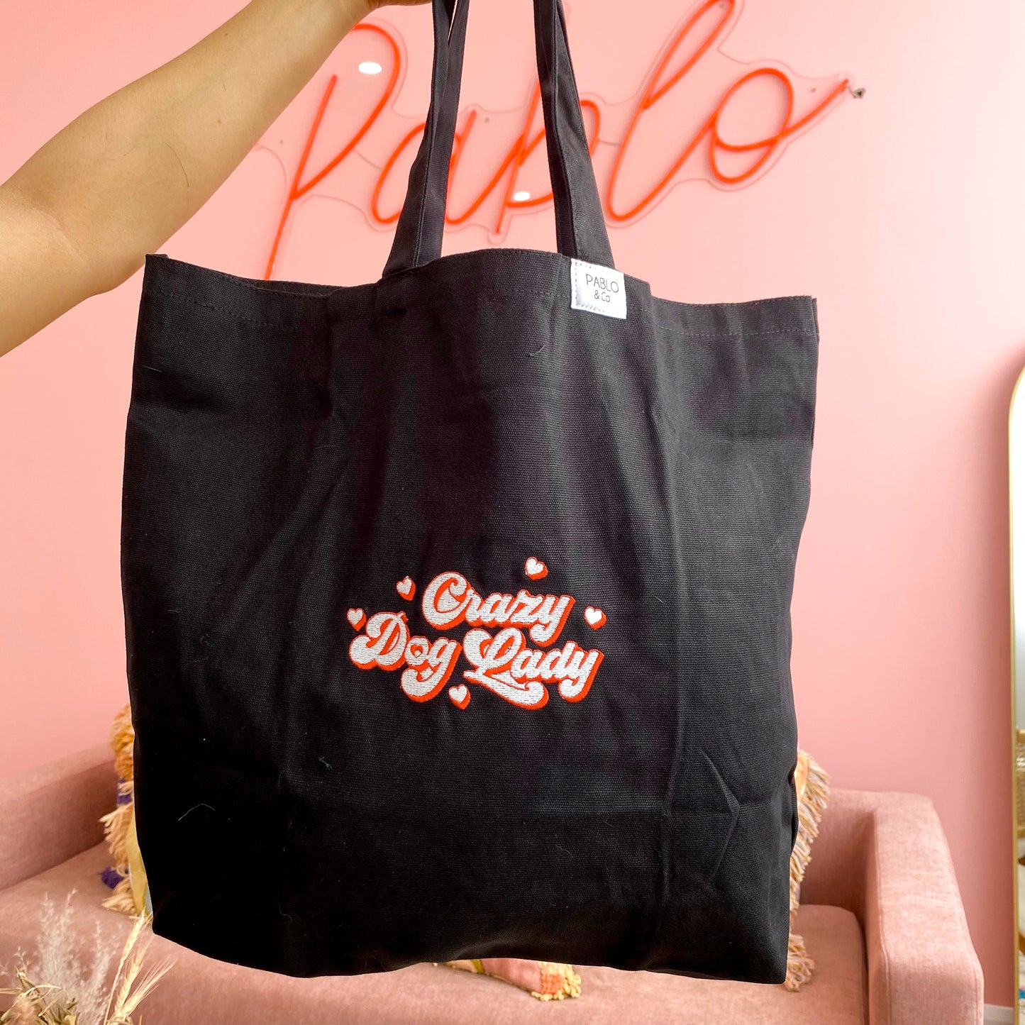 Crazy Dog Lady: Embroidered Tote Bag