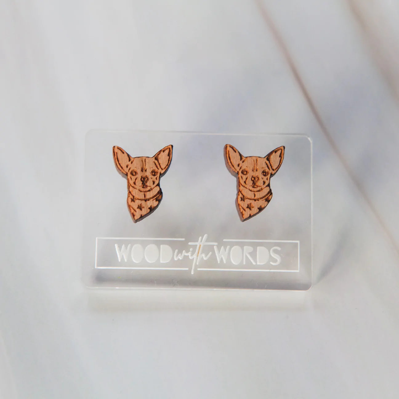 Wooden Earrings: Chihuahua