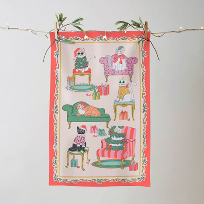 Christmas Cool Cats Tea Towel