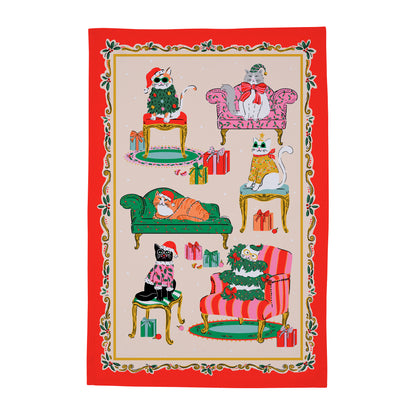 Christmas Cool Cats Tea Towel