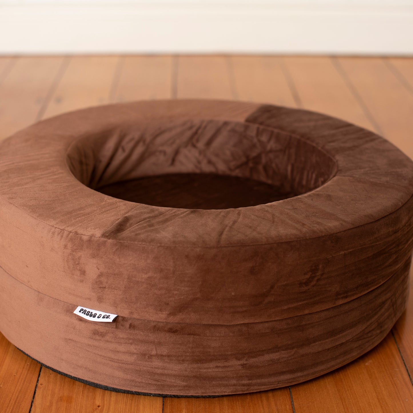 Orthopedic Memory Foam Velvet Donut Dog Bed: Dark Chocolate