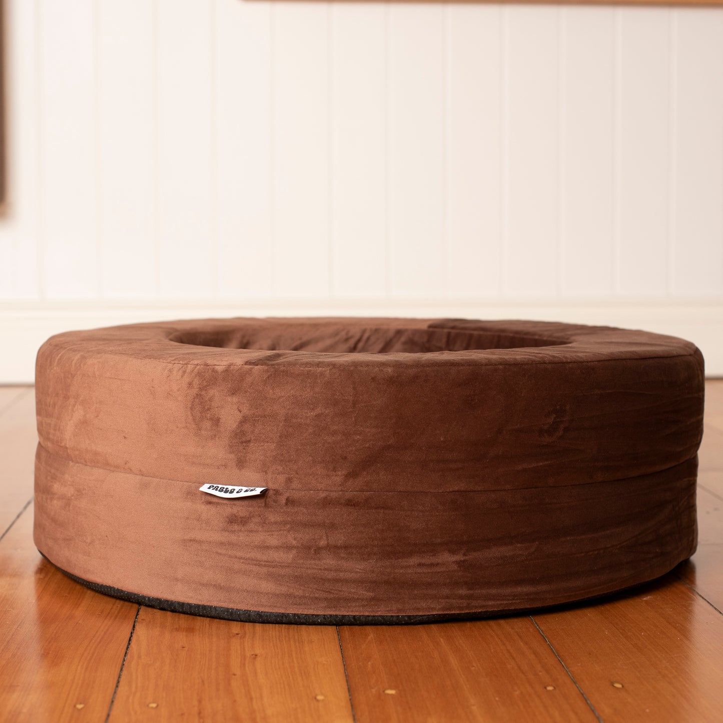 Orthopedic Memory Foam Velvet Donut Dog Bed: Dark Chocolate