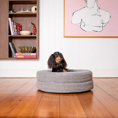 Orthopedic Memory Foam Boucle Donut Dog Bed: Storm