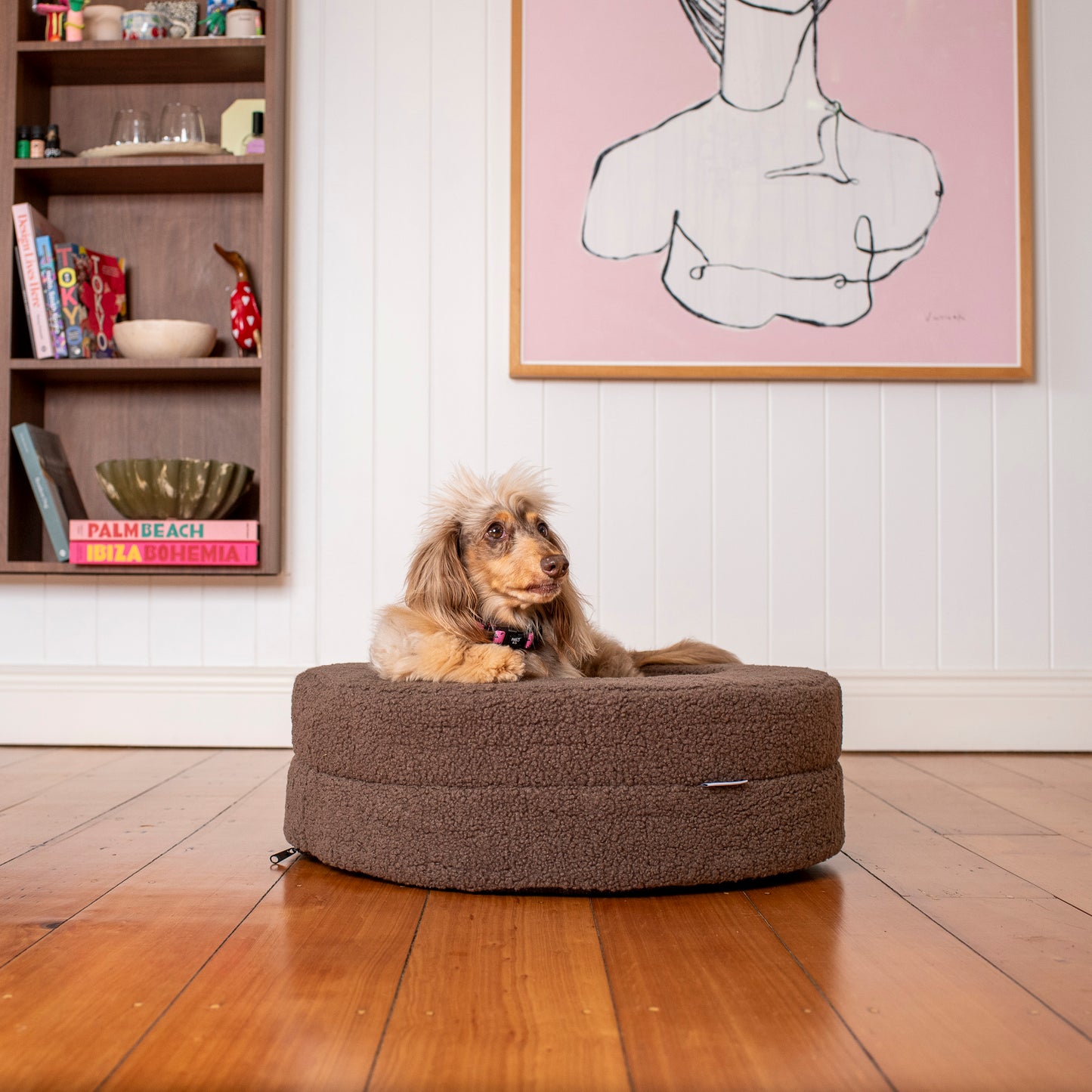 Orthopedic Memory Foam Teddy Donut Dog Bed: Espresso