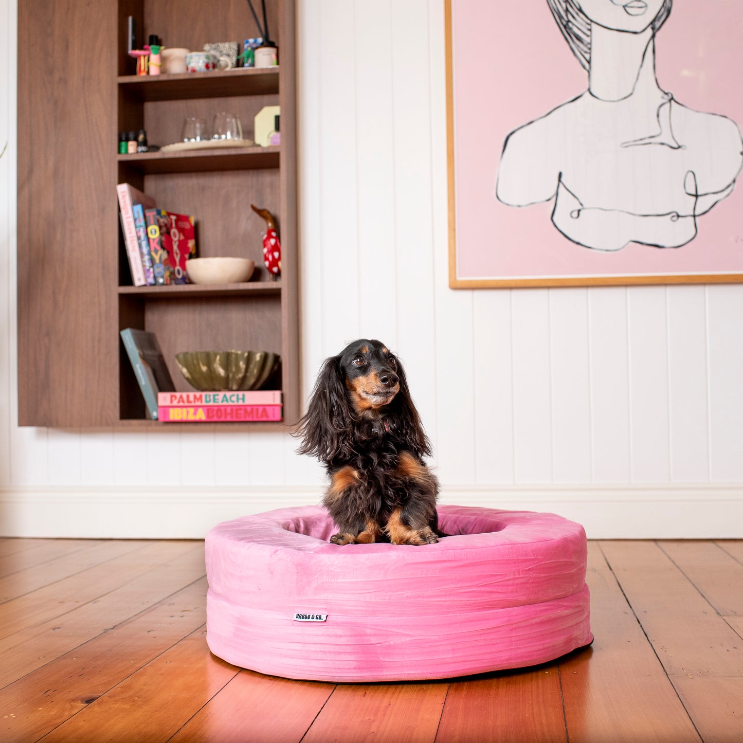 Orthopedic Memory Foam Velvet Donut Dog Bed: Strawberries and Cream