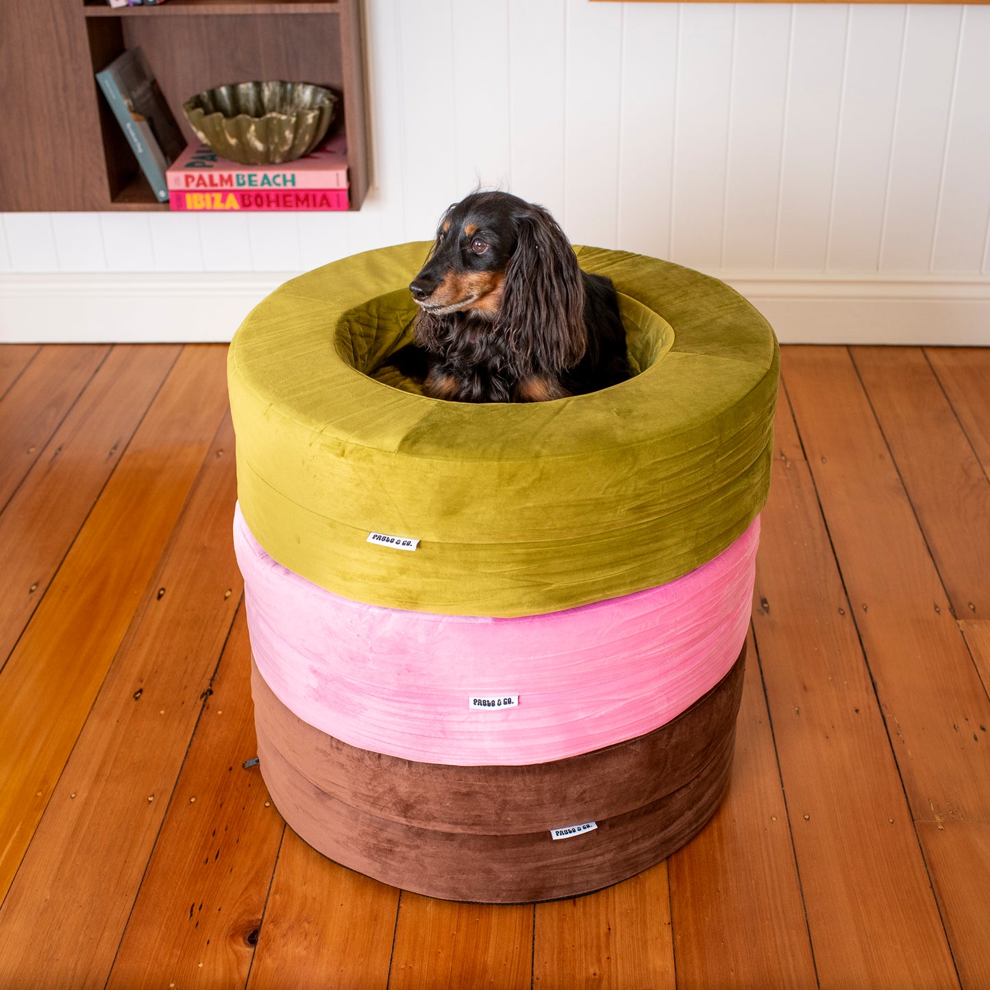 Orthopedic Memory Foam Velvet Donut Dog Bed: Pistachio