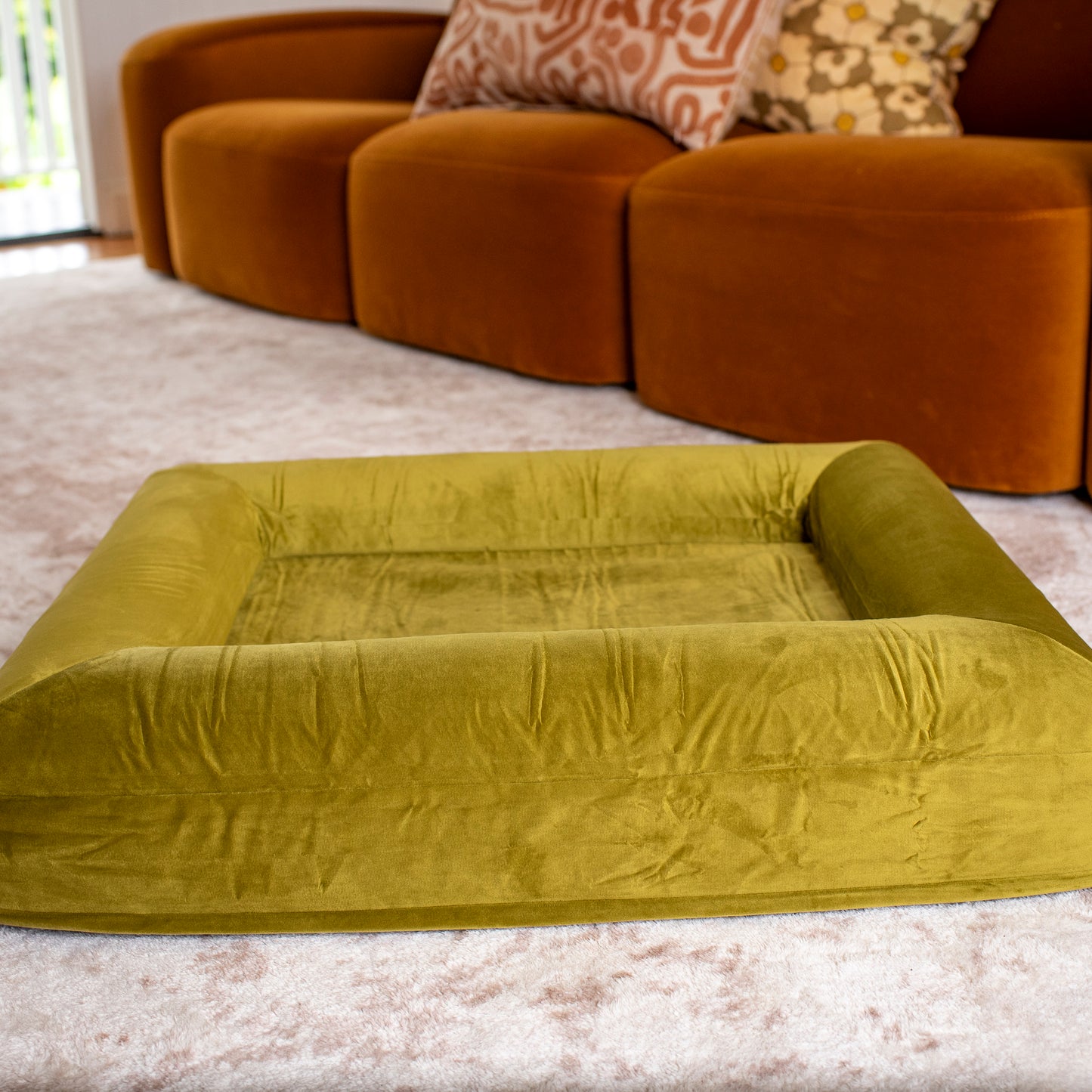 Orthopedic Memory Foam Velvet Dog Bed: Pistachio