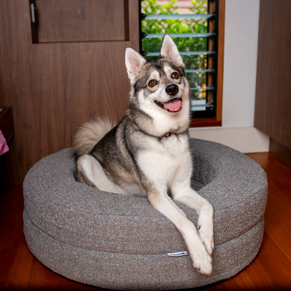 Orthopedic Memory Foam Boucle Donut Dog Bed: Storm