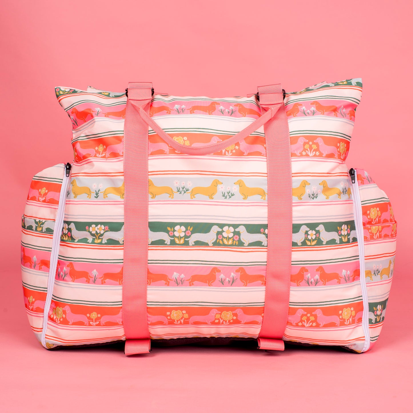 Deluxe Travel Car Bed: The Blooming Dachshund