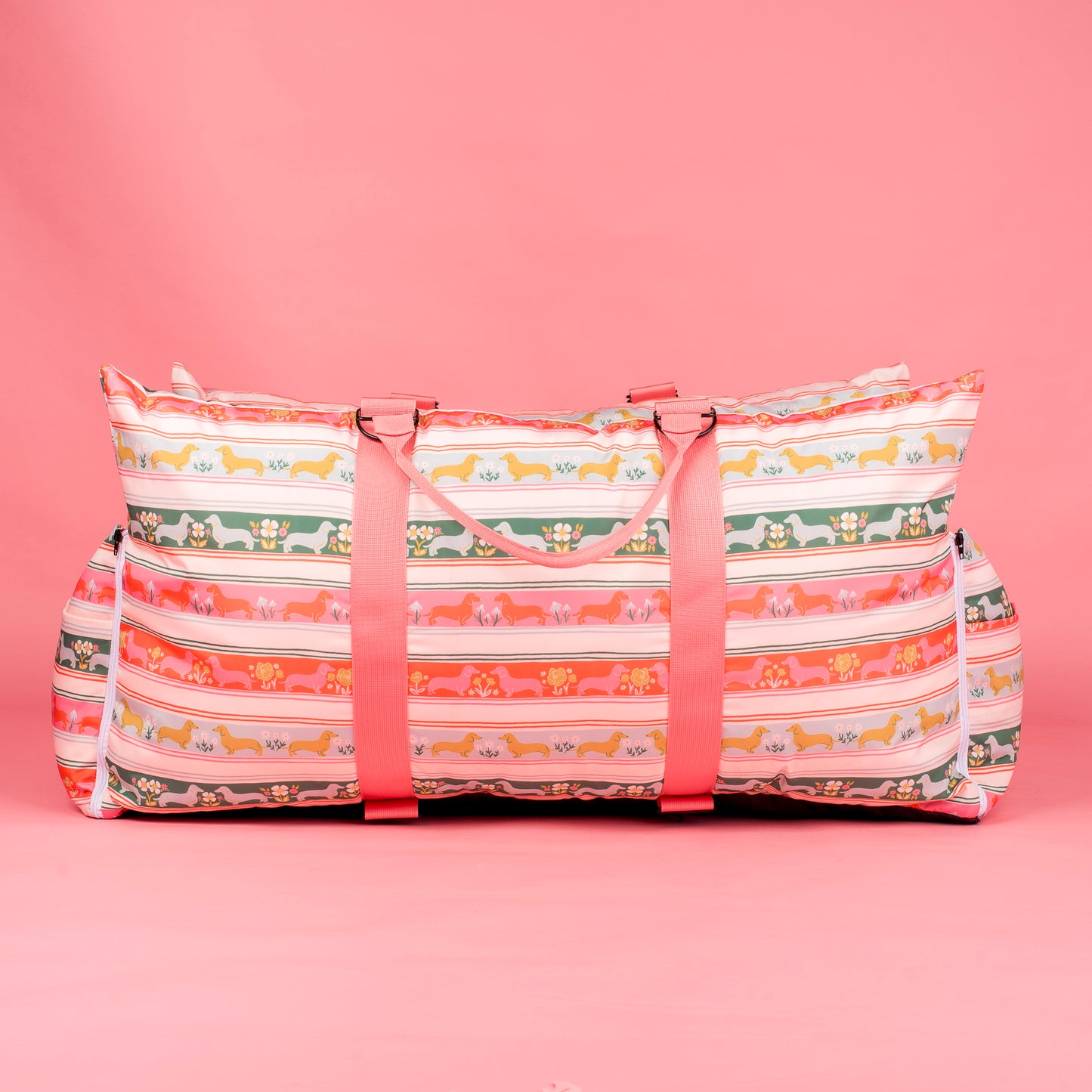 Deluxe Travel Car Bed: The Blooming Dachshund