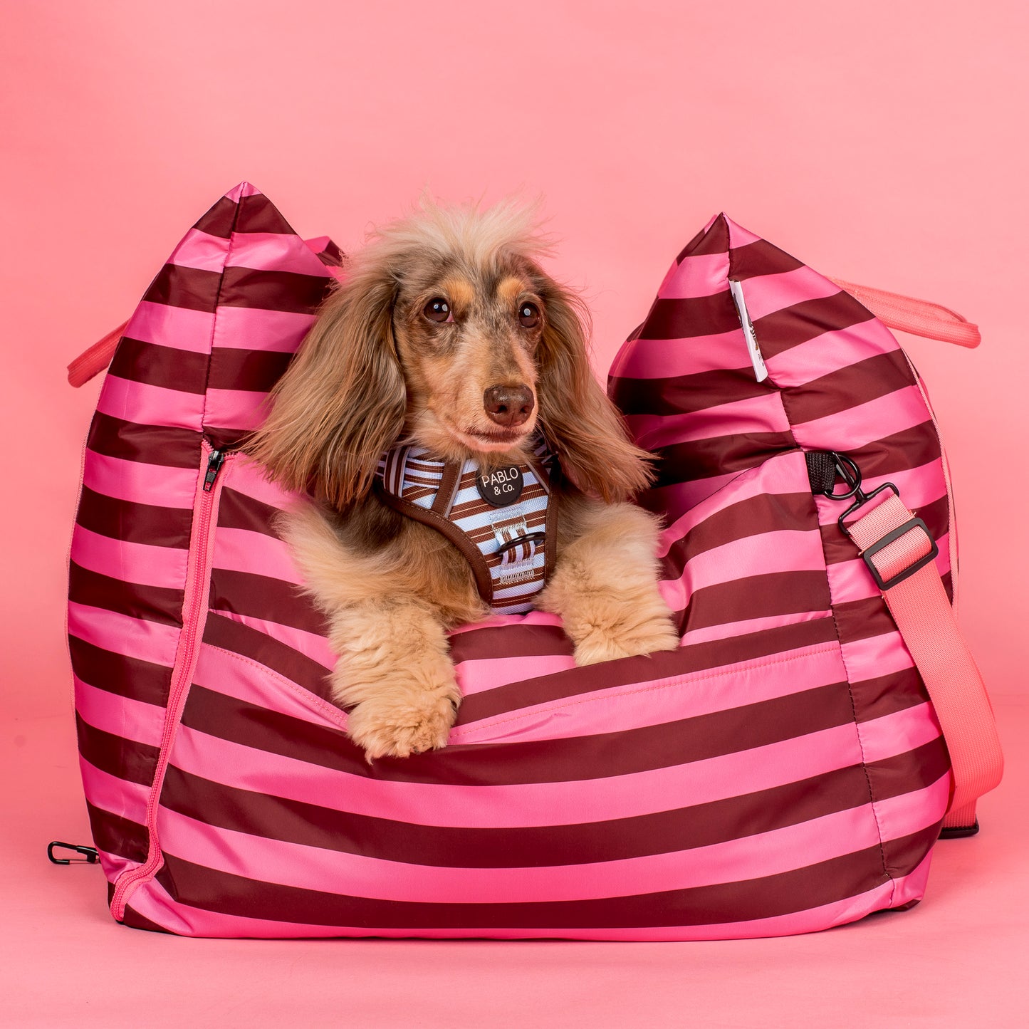 Deluxe Travel Car Bed: Blushing Stripes