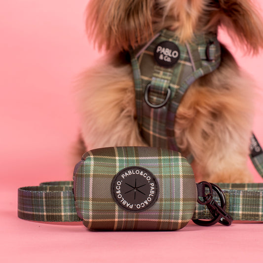Green Plaid: Poop Bag Holder