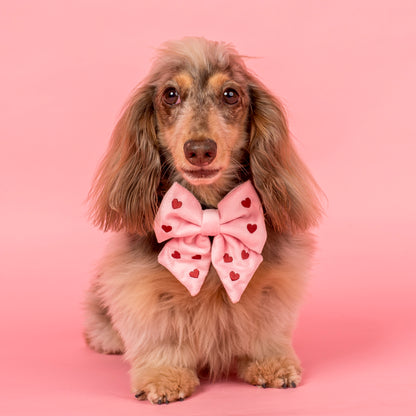 Heart: Velvet Sailor Bow - Pink & Maroon