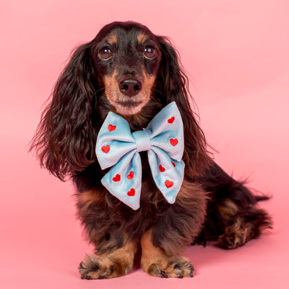 Heart: Velvet Sailor Bow - Blue & Red