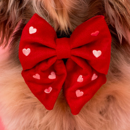 Heart: Velvet Sailor Bow - Red & Pink
