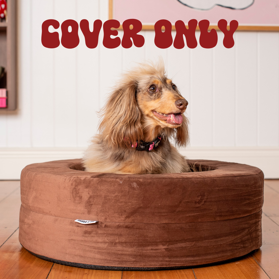 Velvet Donut Dog Bed Cover: Dark Chocolate (cover only)