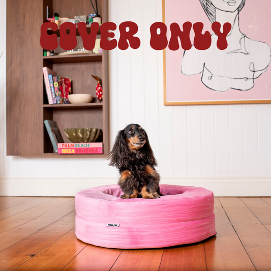 Velvet Donut Dog Bed Cover: Strawberries & Cream (cover only)