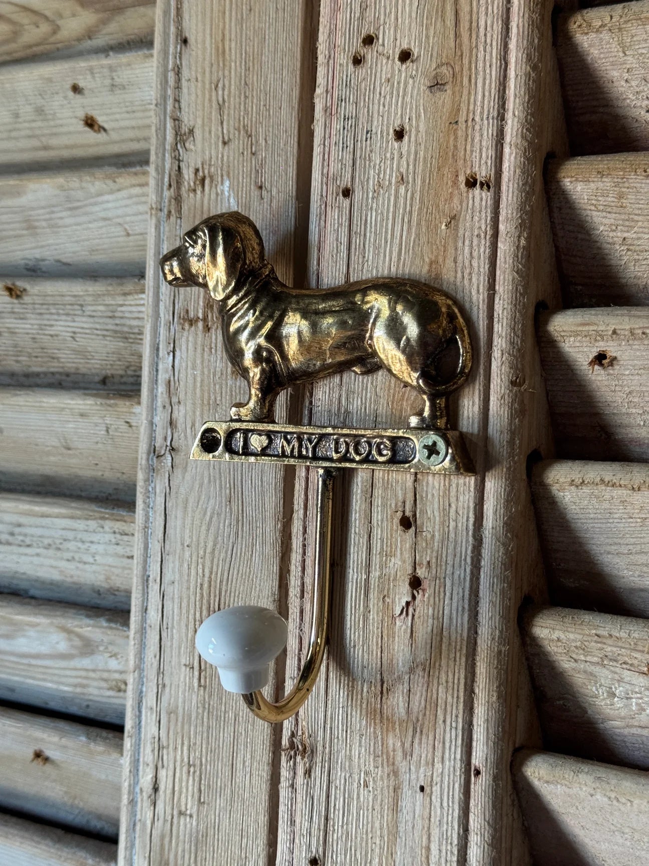 Iron Dachshund Wall Hook: Antique Gold
