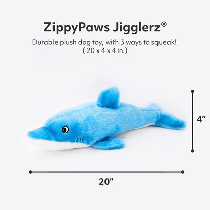 Zippy Paws Plush Dolphin Squeaky Jigglerz Dog Toy