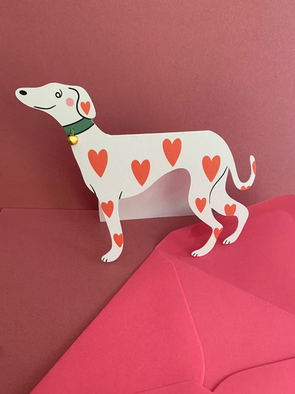 Loveheart Whippet with Bell: Greeting Card