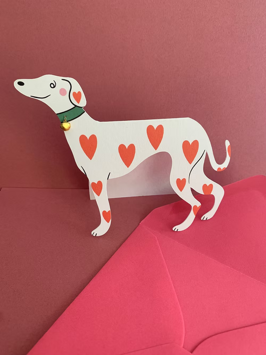 Loveheart Whippet with Bell: Greeting Card