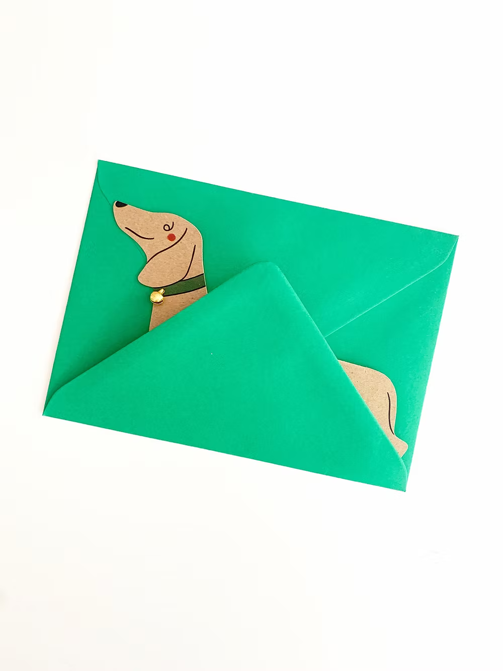 Standing Dachshund with Bell: Greeting Card