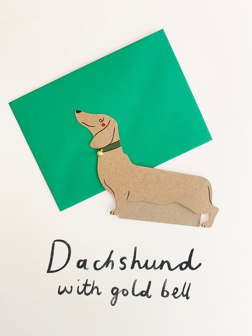 Standing Dachshund with Bell: Greeting Card