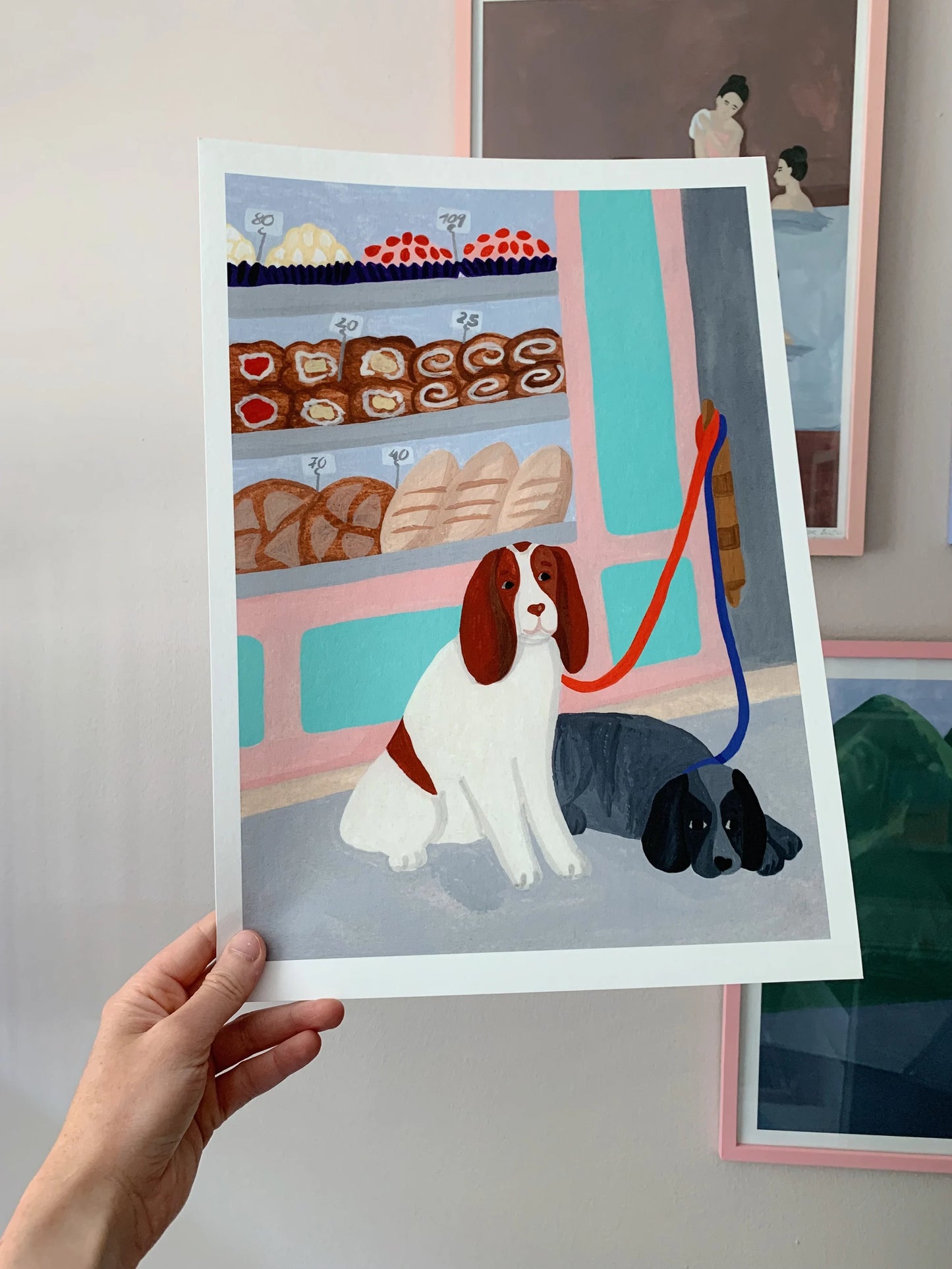 Waiting Dogs: Art Print by iga illustrations