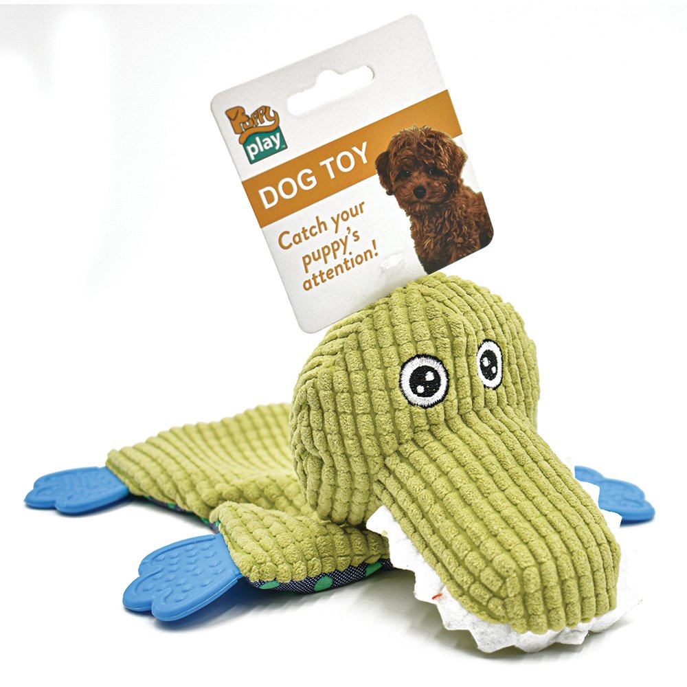 Crinkle Teether Small Dog Toy: Crocodile