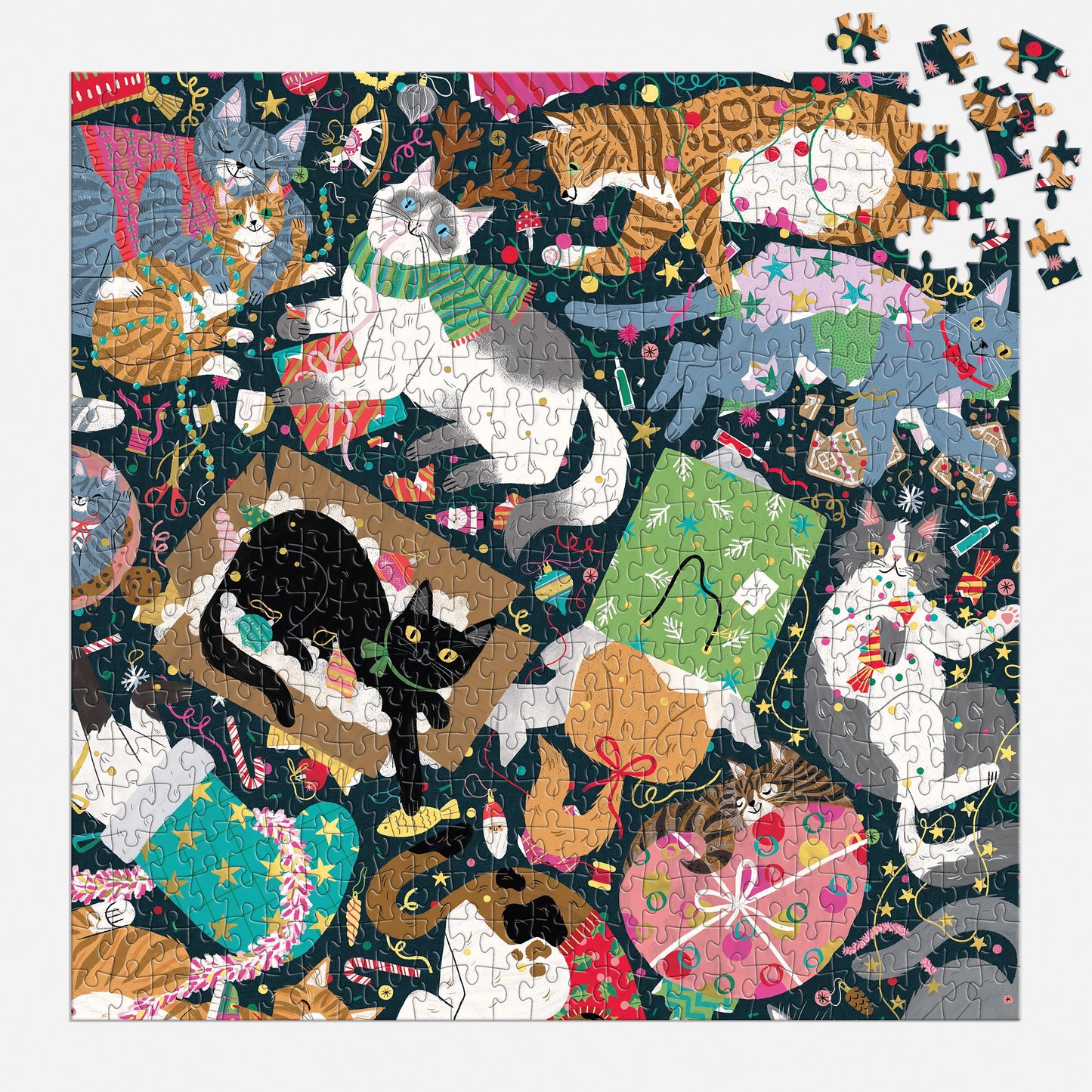 Galison Catmas Chaos: 500pc Foil Puzzle