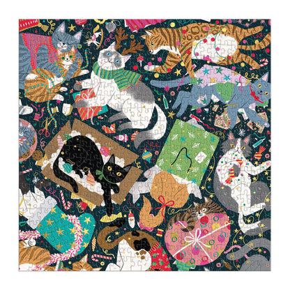 Galison Catmas Chaos: 500pc Foil Puzzle