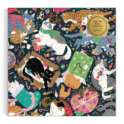 Galison Catmas Chaos: 500pc Foil Puzzle