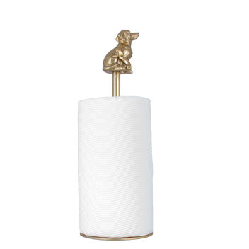 Dog Paper Towel Holder: Antique Gold Finish