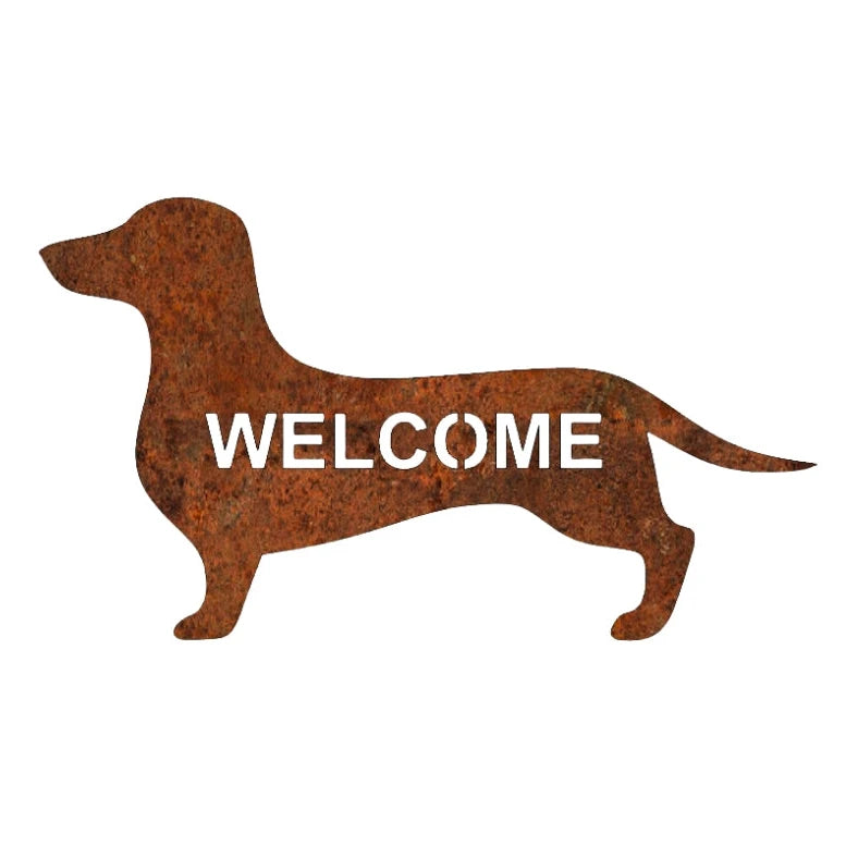 Dachshund Rusty Metal Sign: Welcome