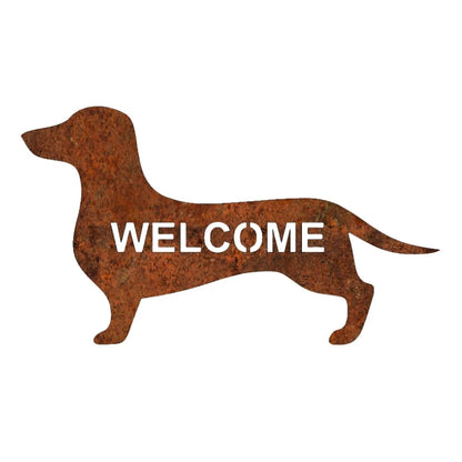 Dachshund Rusty Metal Sign: Welcome