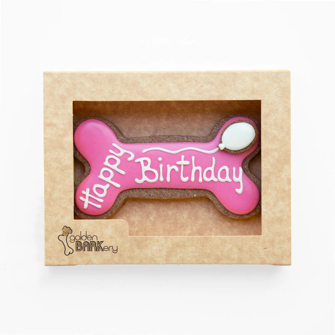 Golden Barkery: Happy Birthday Dog Bone - Pink