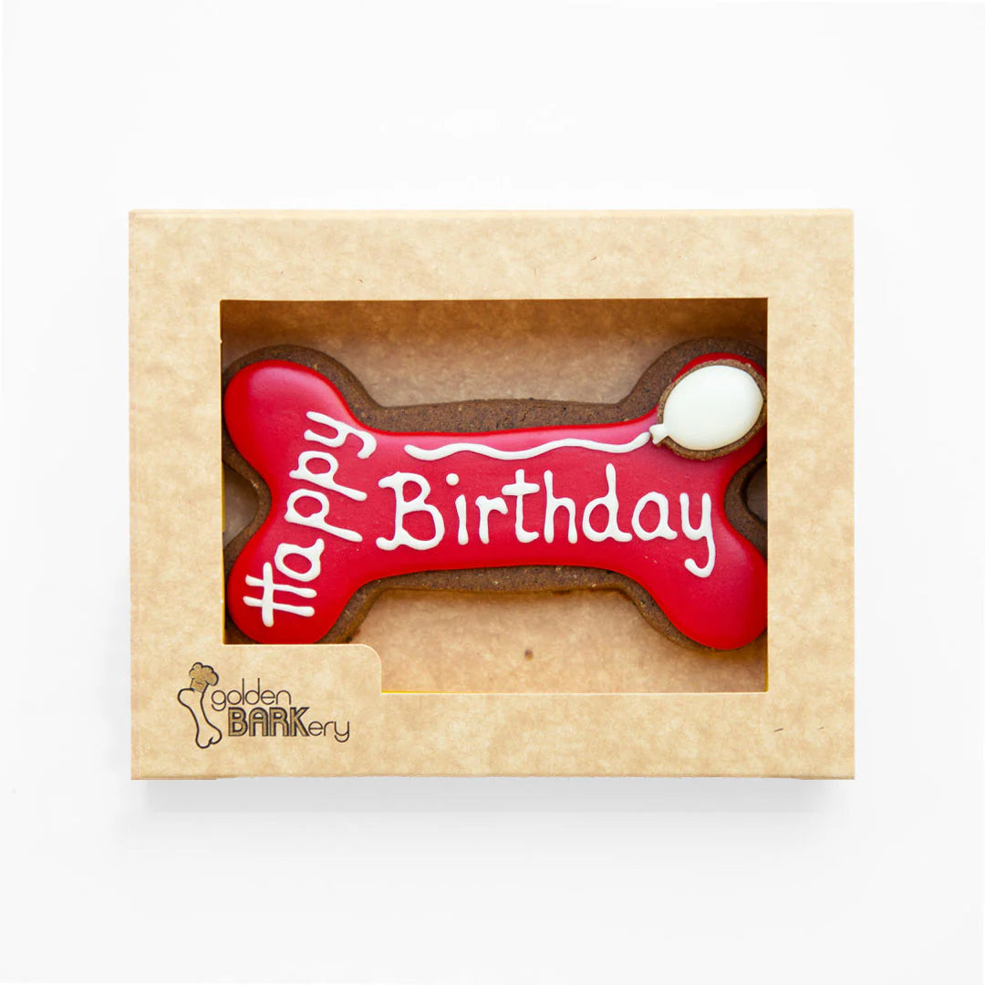 Golden Barkery: Happy Birthday Dog Bone - Red