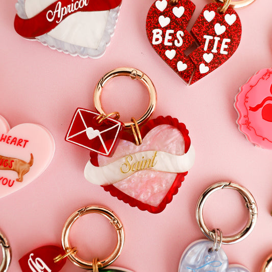 Personalised Pet ID Tag: Heart Throb Pink