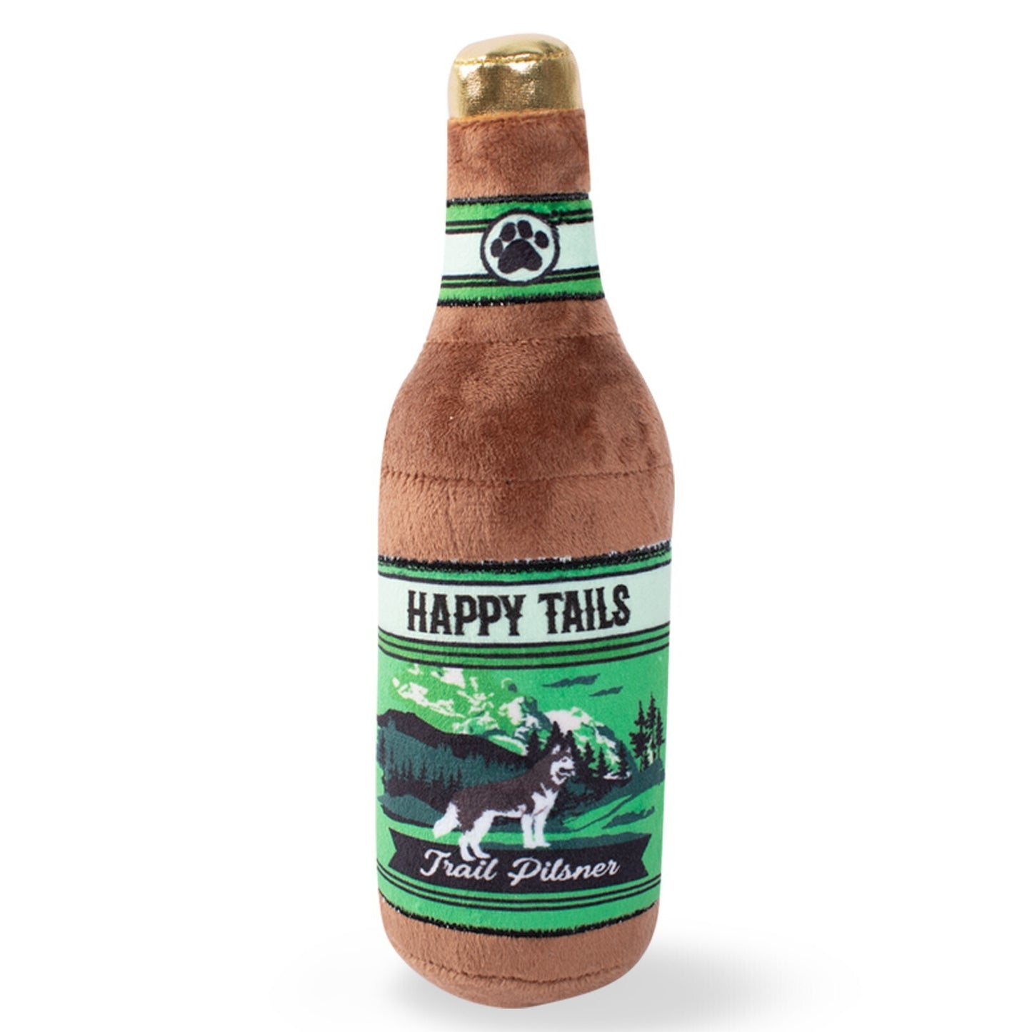 Fringe Studio: Squeaker Dog Toy - Happy Tails Beer Bottle