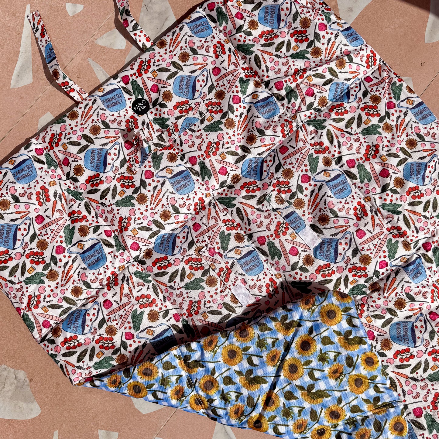 Deluxe Travel Mat: Farmers Market & Sunny Sunflowers
