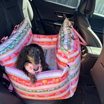 Deluxe Travel Car Bed: The Blooming Dachshund